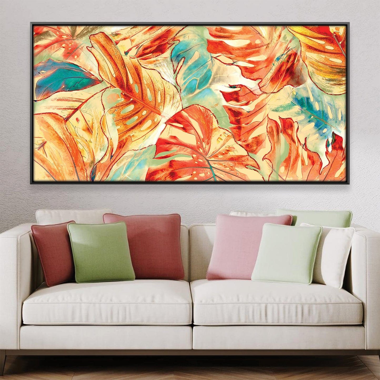 Vibrant Autumn Leaves Abstract Oil Painting for Modern Home Décor