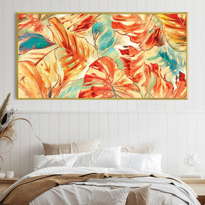 Vibrant Autumn Leaves Abstract Oil Painting for Modern Home Décor