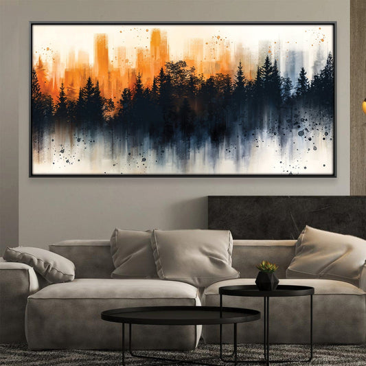 Urban Sunset Forest Landscape Oil Painting for Modern Home Decor