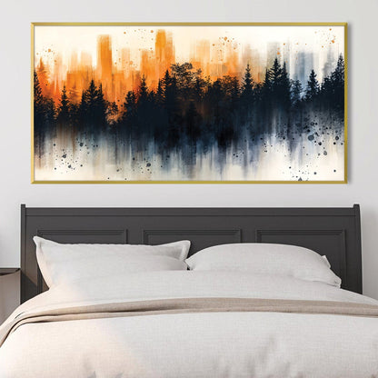 Urban Sunset Forest Landscape Oil Painting for Modern Home Decor