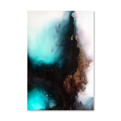 Abstract Fortune Oil Painting with Turquoise and Black Harmony for Modern Decor