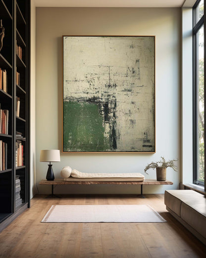 Abstract Modern Green Oil Painting for Contemporary Home Decor
