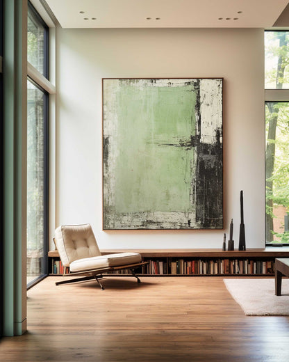 Contemporary Abstract Green Oil Painting for Modern Home Decor