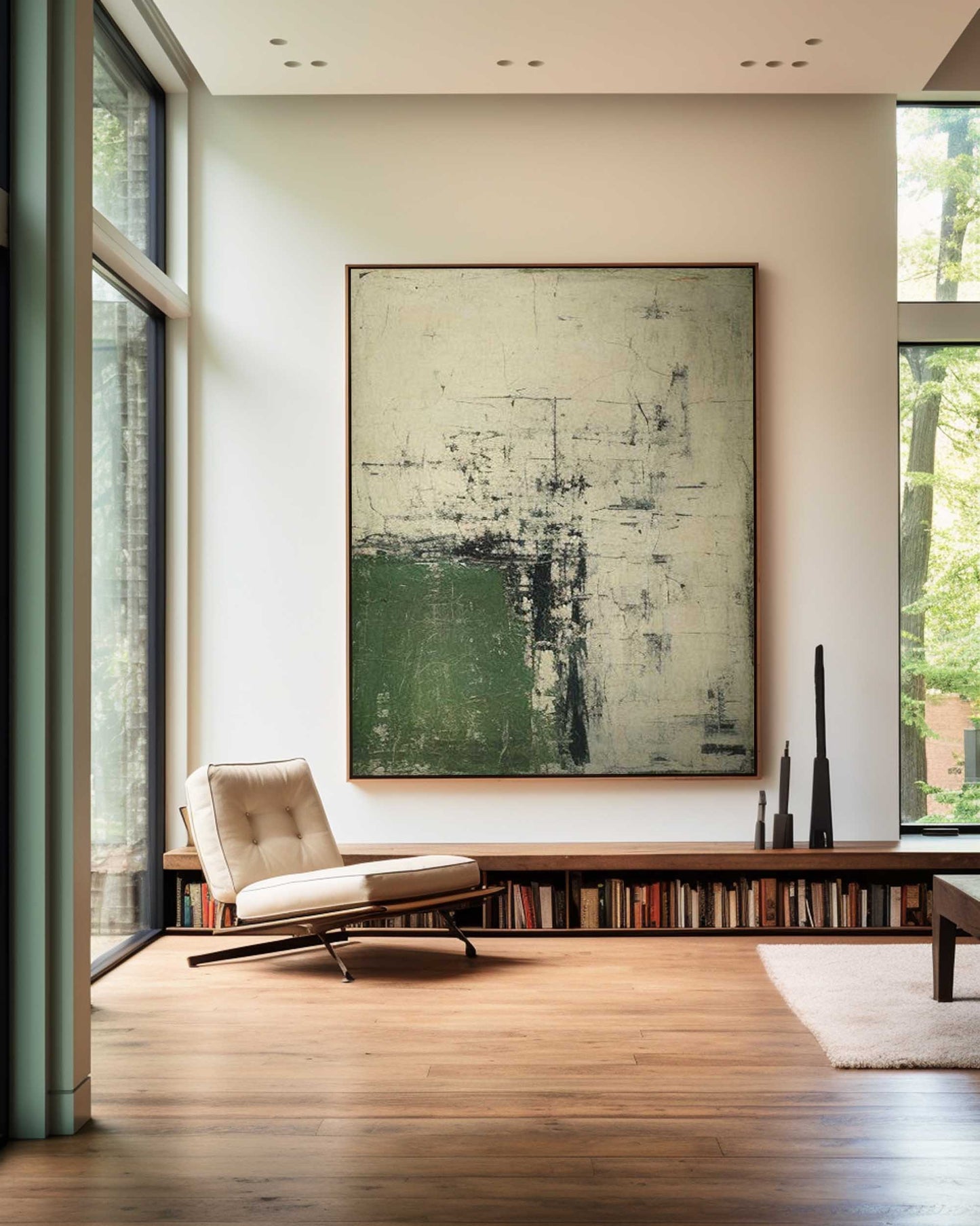 Abstract Modern Green Oil Painting for Contemporary Home Decor