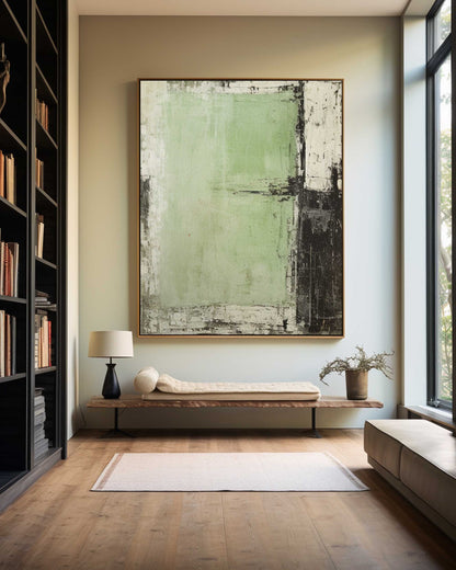 Contemporary Abstract Green Oil Painting for Modern Home Decor