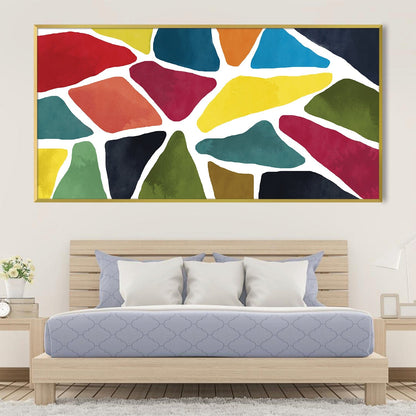 Vibrant Geometric Abstract Oil Painting for Modern Home Décor