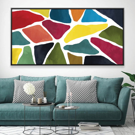 Vibrant Geometric Abstract Oil Painting for Modern Home Décor