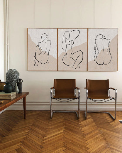 Elegant Minimalist Nude Line Art for Modern Home Decor