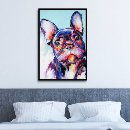 Vibrant French Bulldog Abstract Oil Painting for Dog Lovers’ Home Decor