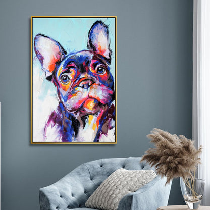 Vibrant French Bulldog Abstract Oil Painting for Dog Lovers’ Home Decor