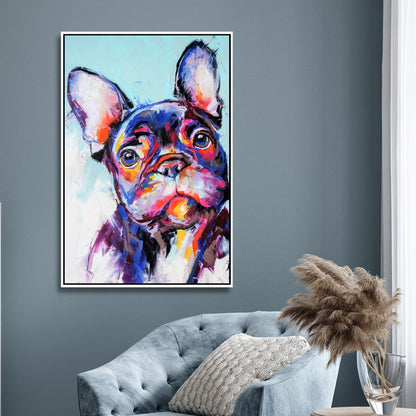 Vibrant French Bulldog Abstract Oil Painting for Dog Lovers’ Home Decor