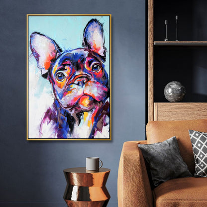 Vibrant French Bulldog Abstract Oil Painting for Dog Lovers’ Home Decor