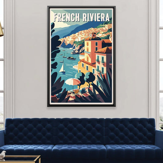 Charming Coastal Landscape of the French Riviera Canvas Artwork