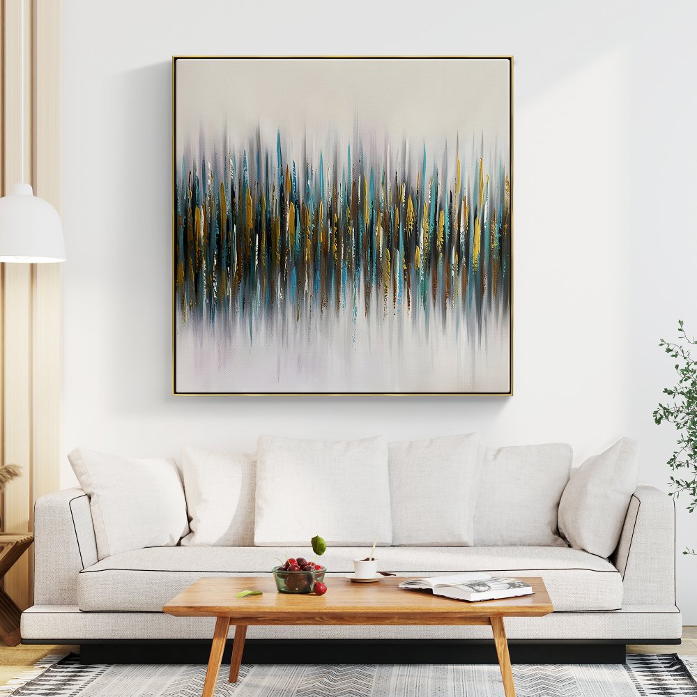 Vibrant Abstract Oil Painting of Tranquil Frequencies and Colorful Echoes