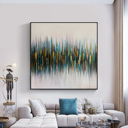 Vibrant Abstract Oil Painting of Tranquil Frequencies and Colorful Echoes