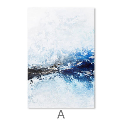 Tranquil Blue Ocean Waves - Abstract Oil Painting for Modern Home Decor