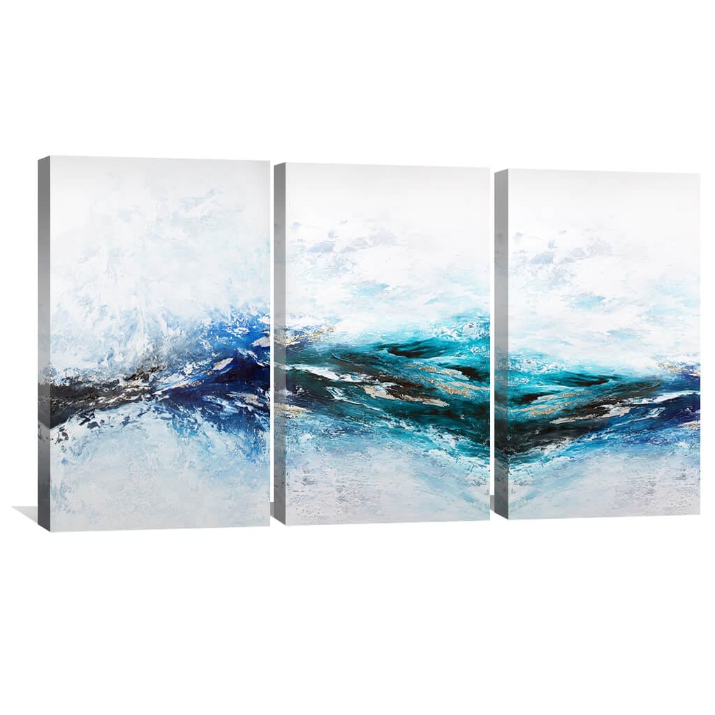 Tranquil Blue Ocean Waves - Abstract Oil Painting for Modern Home Decor