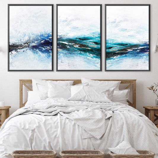 Tranquil Blue Ocean Waves - Abstract Oil Painting for Modern Home Decor