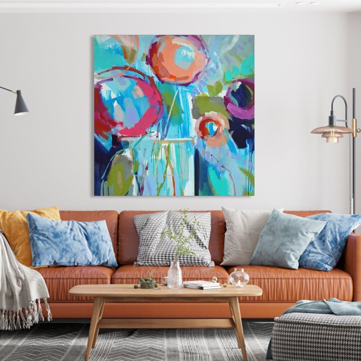 Vibrant Abstract Oil Painting of Colorful Fruits in Bright Artistry