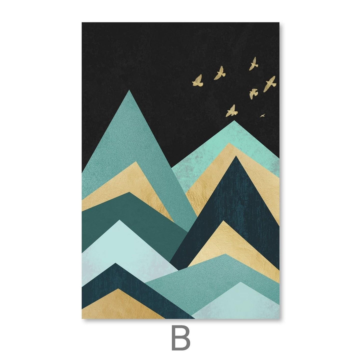 Abstract Mountain Landscape with Full Moon and Golden Highlights