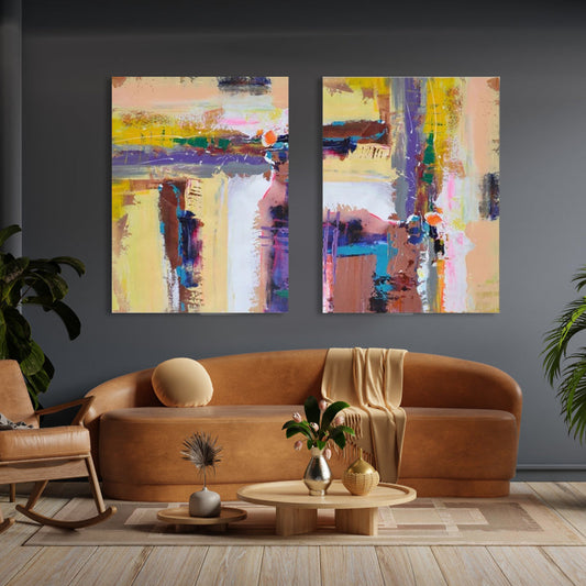 Vibrant Abstract Oil Painting for Modern Home Decor and Colorful Expression
