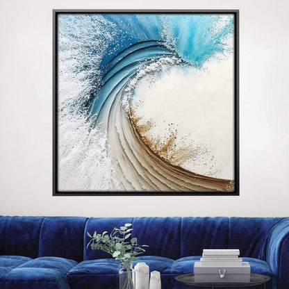 Dynamic Ocean Wave Abstract Oil Painting for Coastal Home Decor