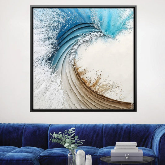 Dynamic Ocean Wave Abstract Oil Painting for Coastal Home Decor
