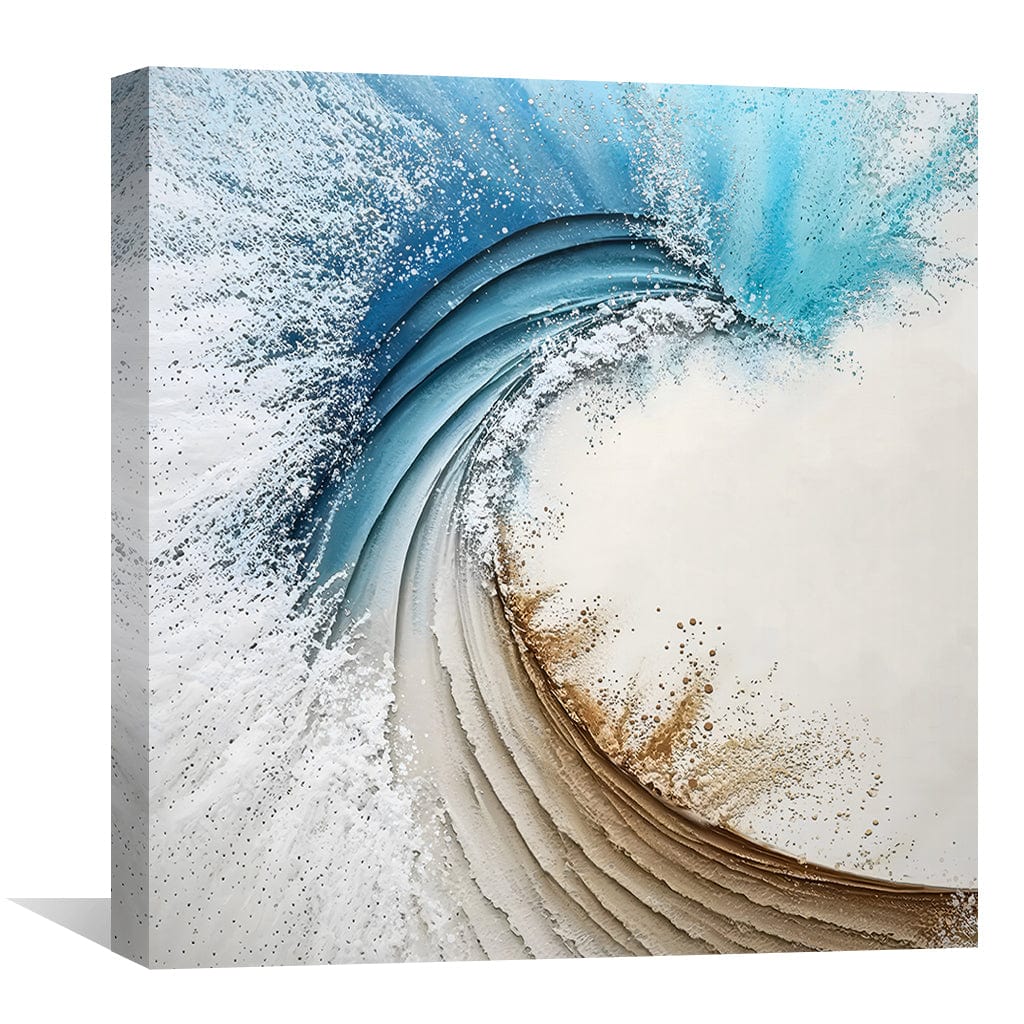 Dynamic Ocean Wave Abstract Oil Painting for Coastal Home Decor