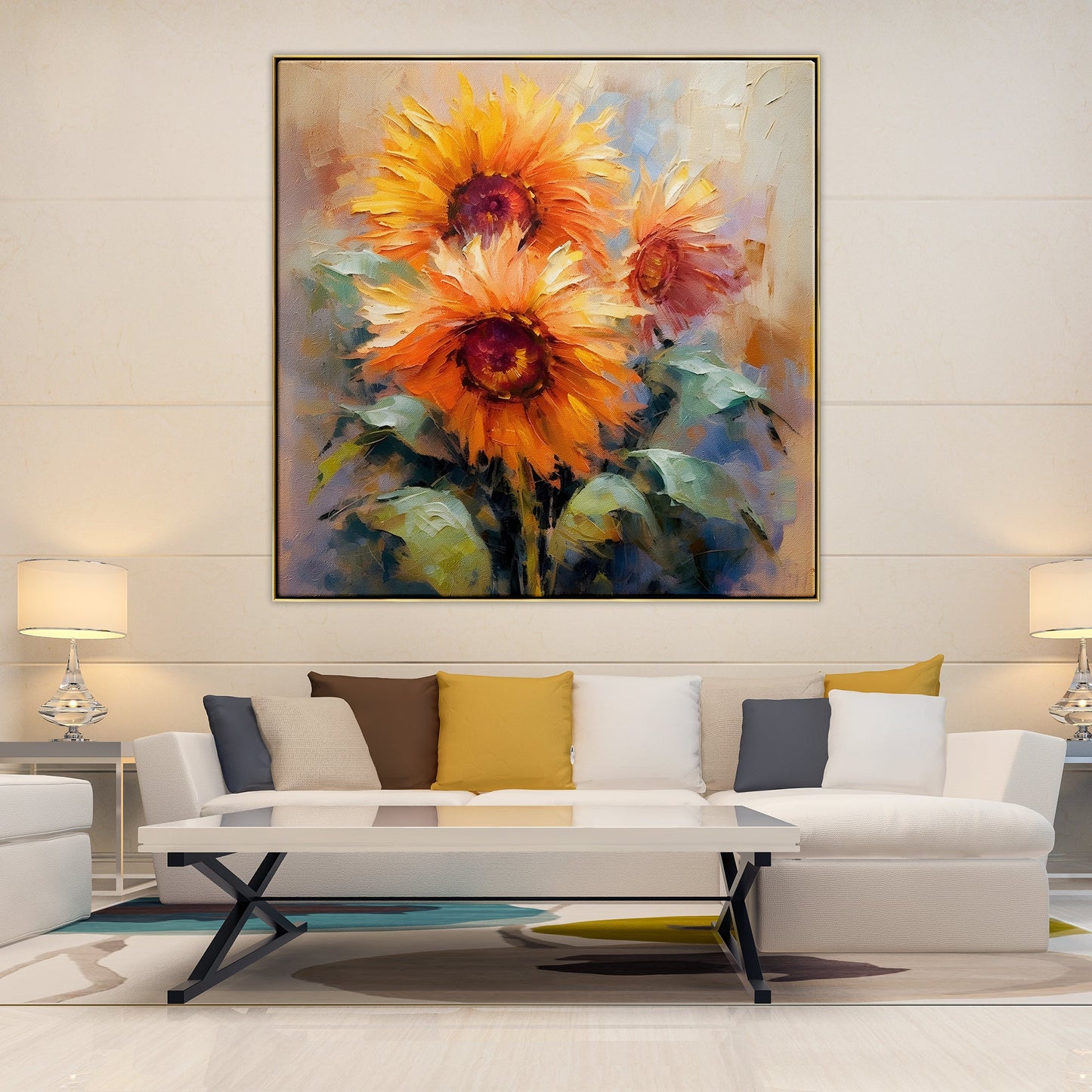Vibrant Sunflower Oil Painting for Brightening Your Home Decor