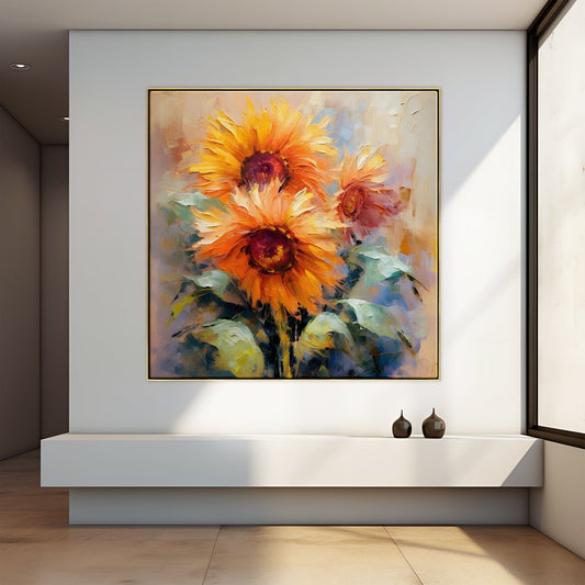 Vibrant Sunflower Oil Painting for Brightening Your Home Decor