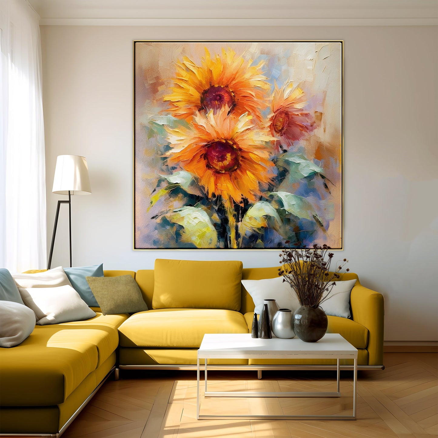 Vibrant Sunflower Oil Painting for Brightening Your Home Decor