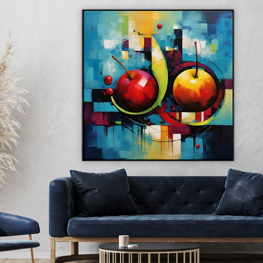 Vibrant Abstract Still Life with Colorful Cherries and Modern Design