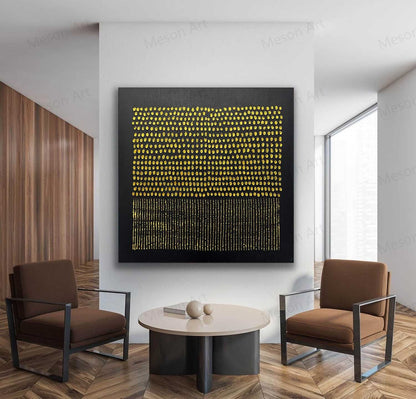 Abstract Gold and Black Textured Oil Painting for Modern Home Decor