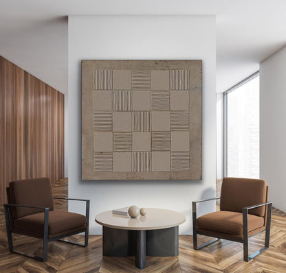 Textured Minimalist Oil Painting for Modern Wabi-Sabi Home Decor