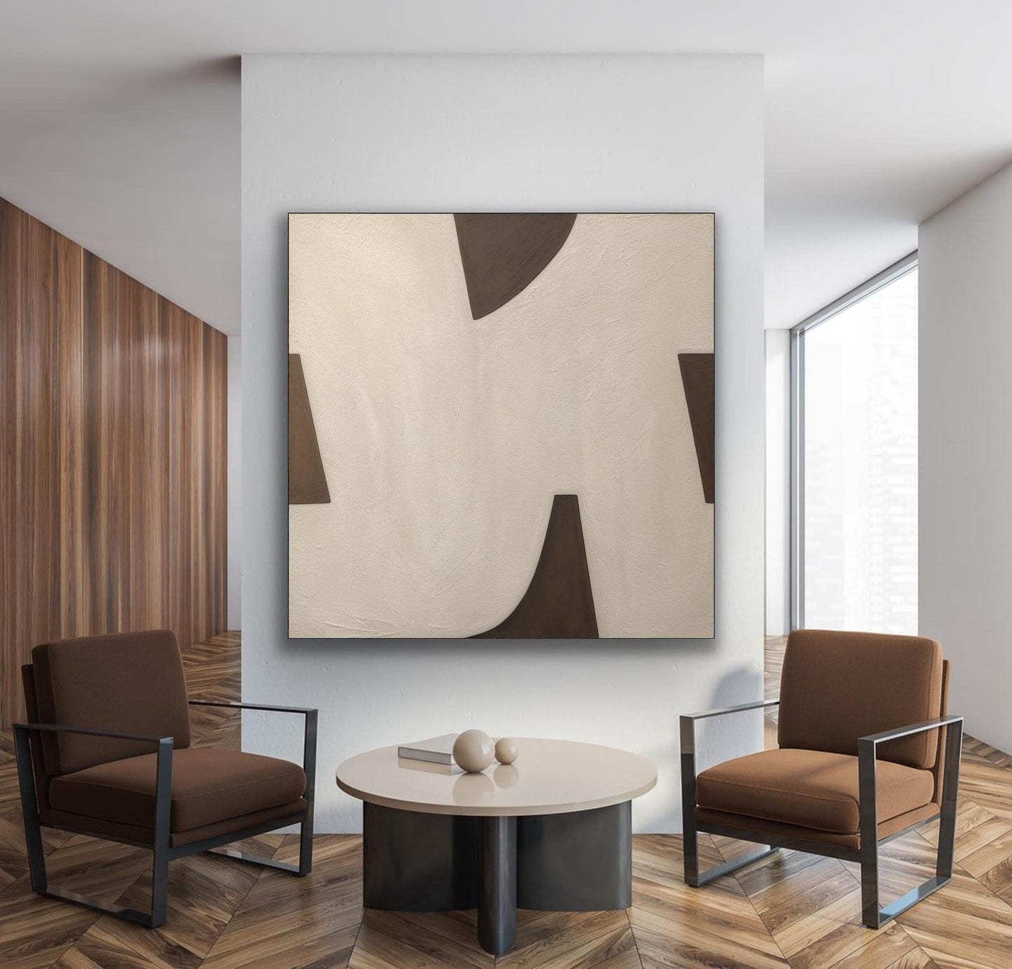 Sleek Contemporary Minimalist Oil Painting for Modern Home Decor