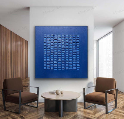 Abstract Blue Textured Oil Painting for Modern Home Decor
