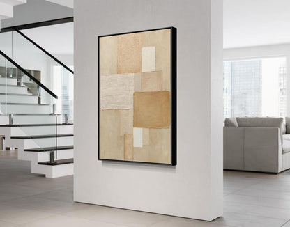 Modern Abstract Geometric Oil Painting for Contemporary Home Decor