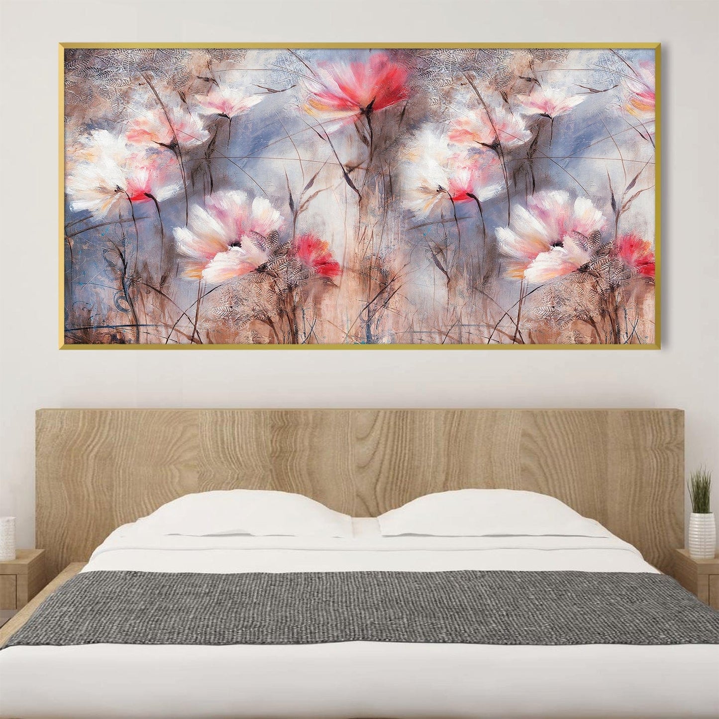 Vibrant Floral Garden Oil Painting for Elegant Home Decor
