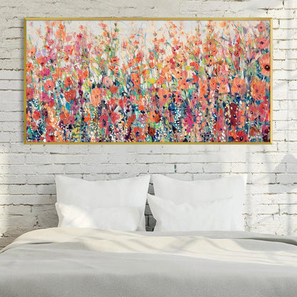 Vibrant Floral Garden Oil Painting for Home Decor and Elegance