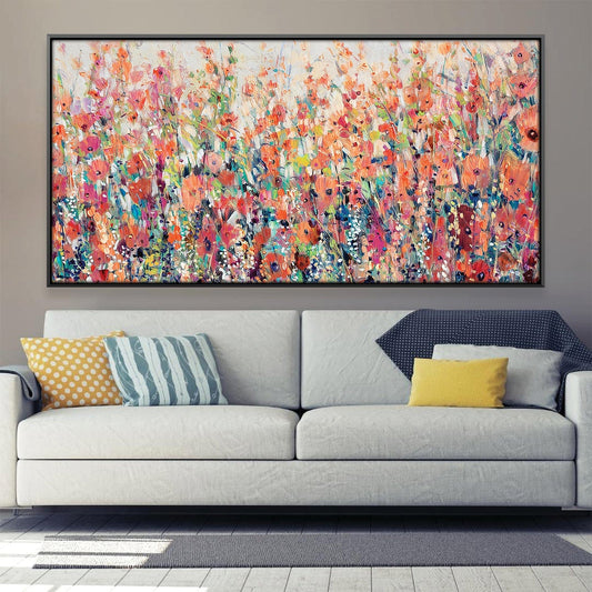 Vibrant Floral Garden Oil Painting for Home Decor and Elegance