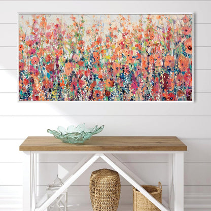 Vibrant Floral Garden Oil Painting for Home Decor and Elegance