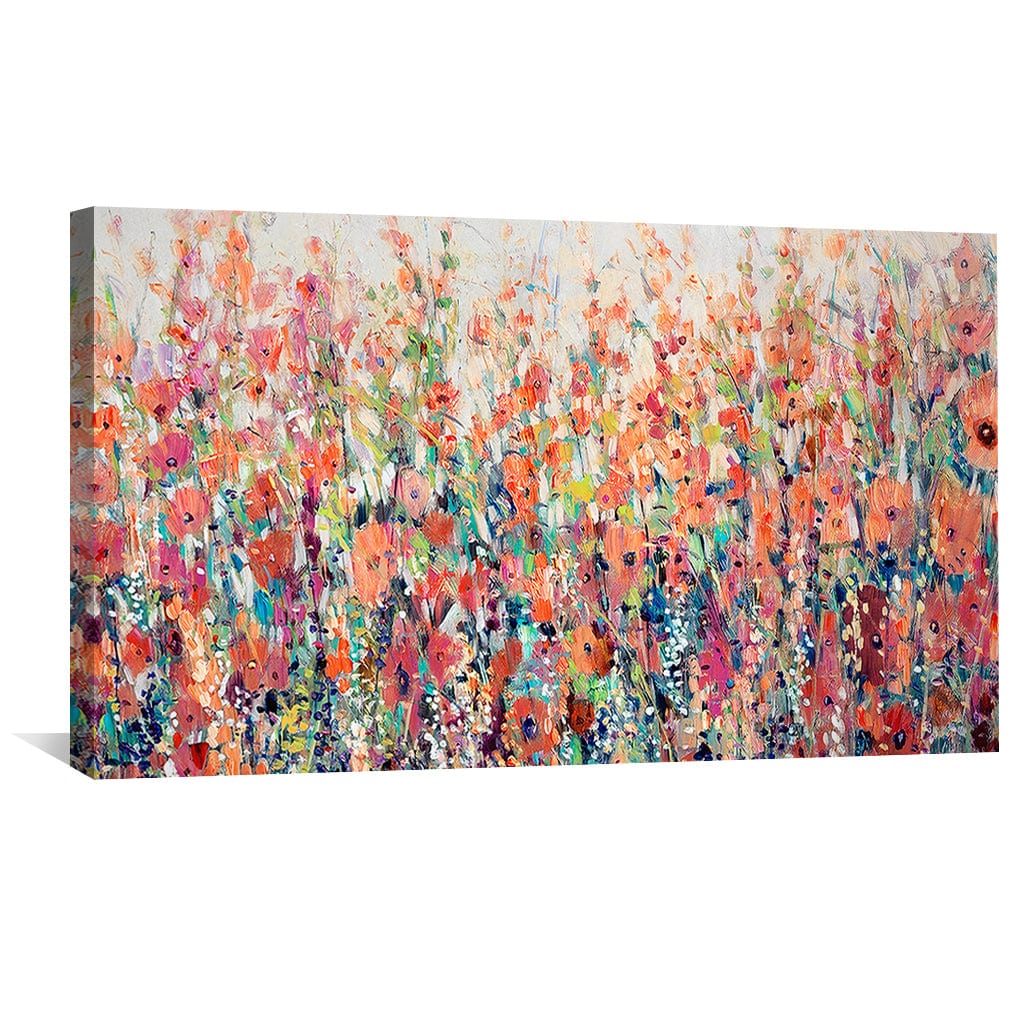 Vibrant Floral Garden Oil Painting for Home Decor and Elegance