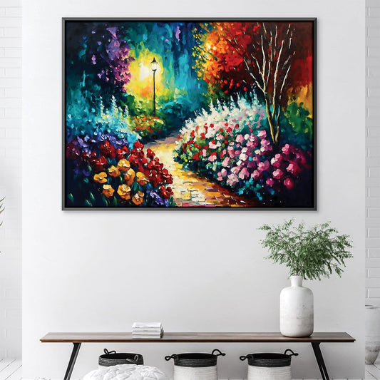 Vibrant Flower Pathway Oil Painting for Brightening Your Home Decor