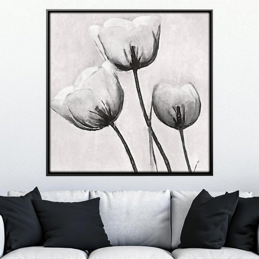 Elegant White Floral Trio Oil Painting for Modern Home Decor