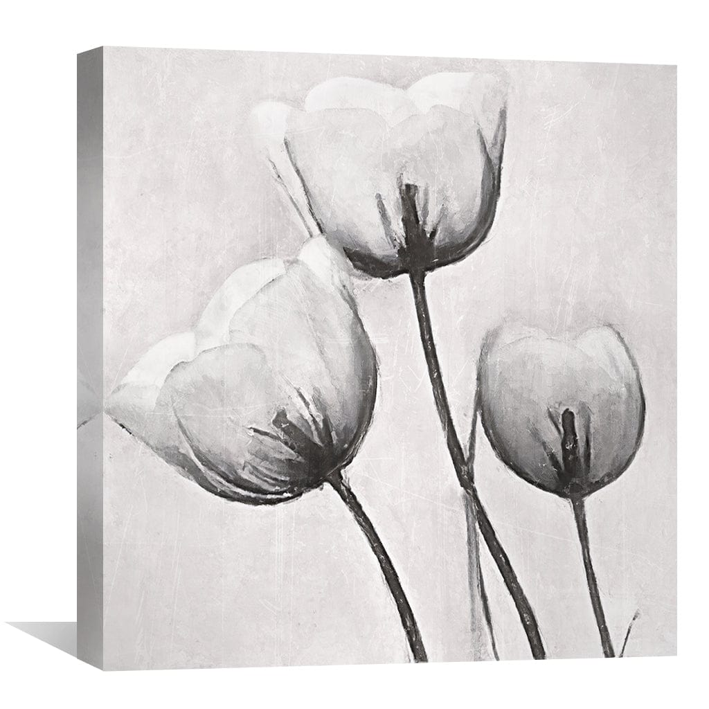 Elegant White Floral Trio Oil Painting for Modern Home Decor