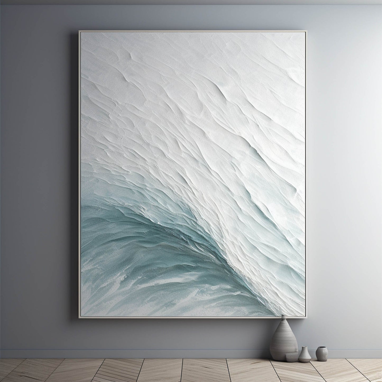 Serene Ocean Wave Texture Oil Painting for Elegant Home Decor
