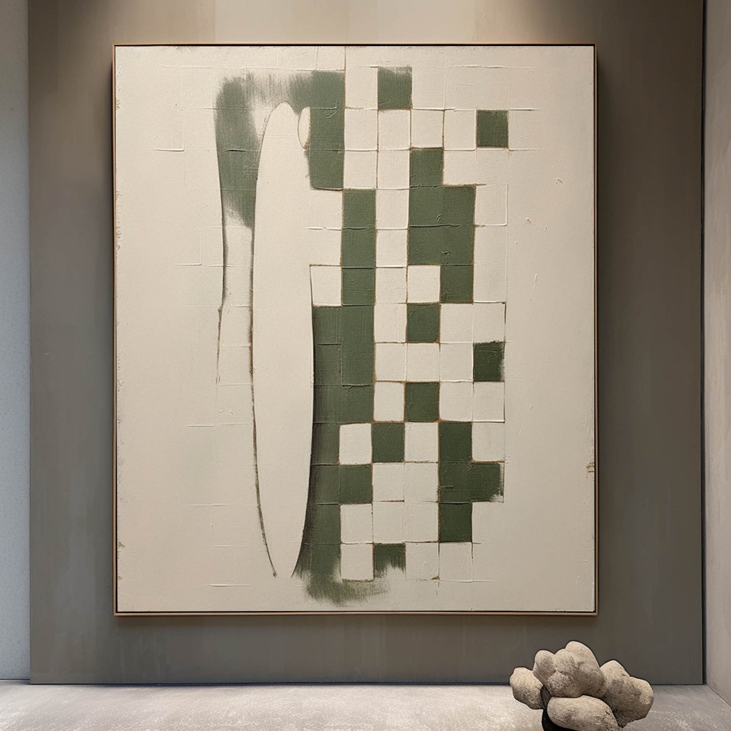 Modern Wabi-Sabi Abstract Oil Painting for Minimalist Home Decor