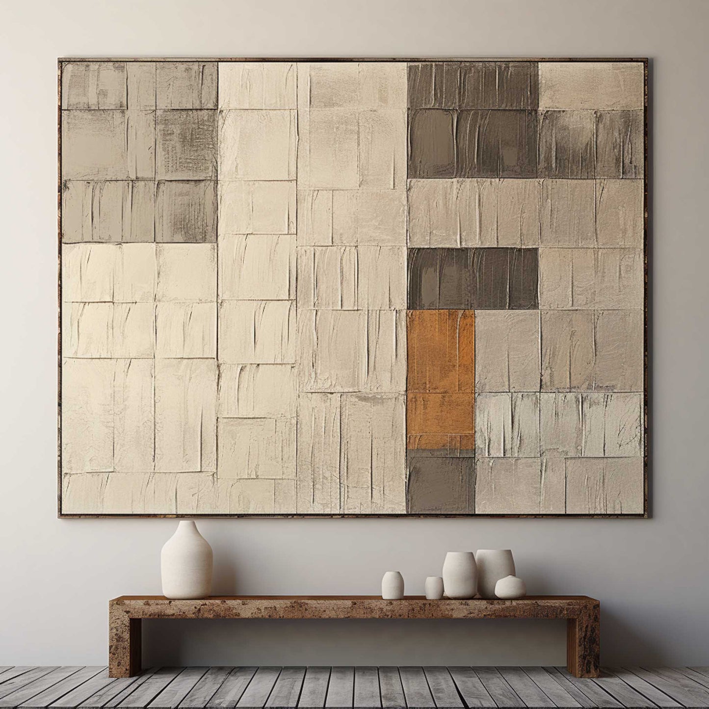 Abstract Neutral Tones Oil Painting for Modern Home Decor