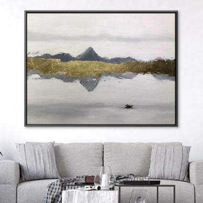 Tranquil Gold Reflection on Water Oil Painting for Elegant Home Décor