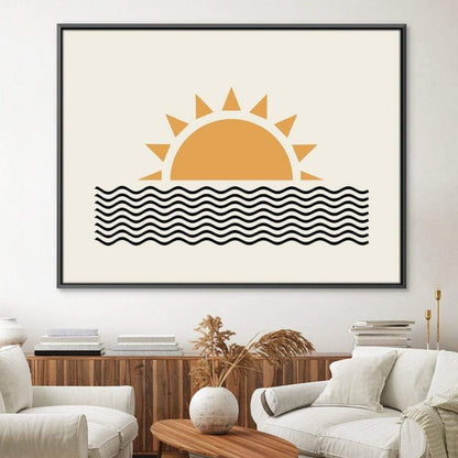 Sunrise Over Waves Abstract Oil Painting for Modern Home Decor